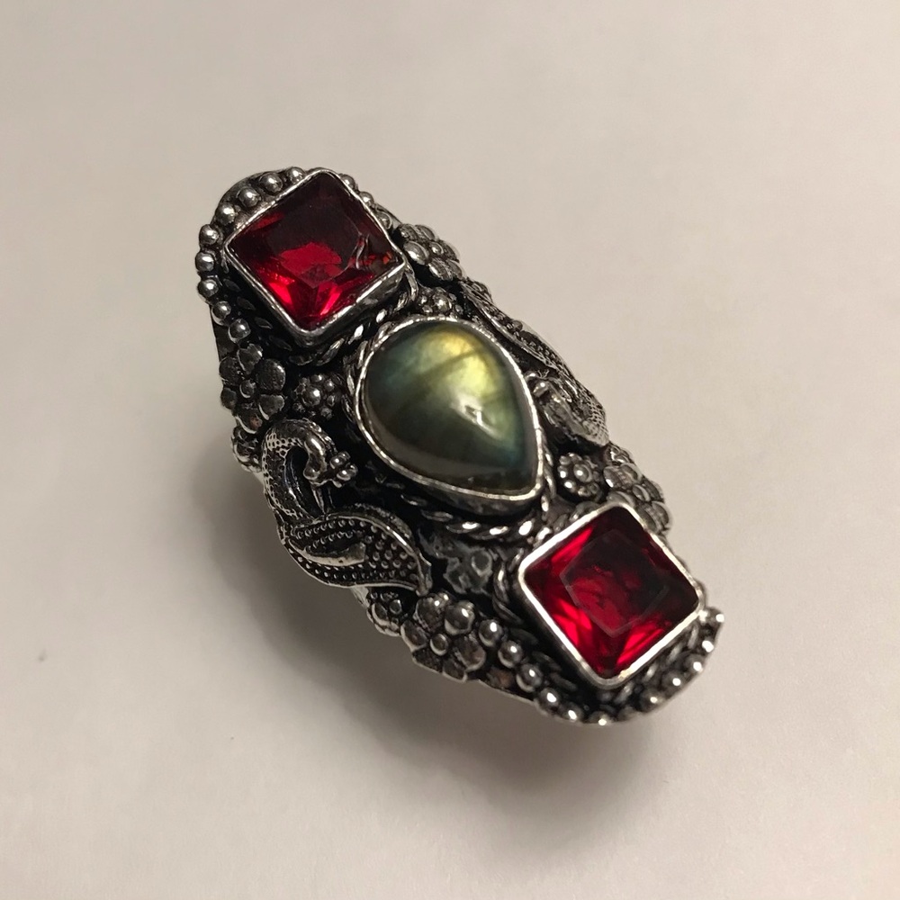 Labradorite Garnet 925 Sterling Silver Ring